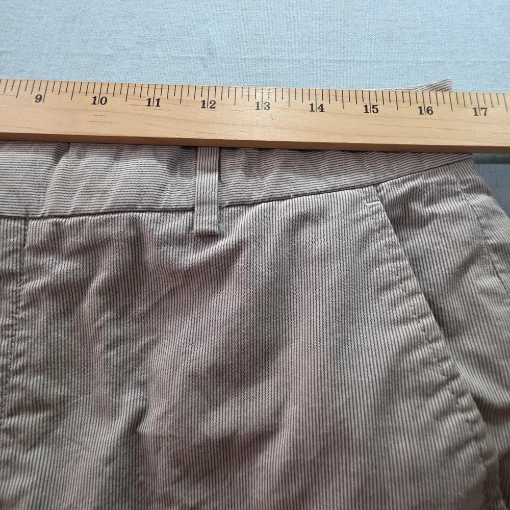 Banana Republic Mens 34x32 Mini Stripe Dress Pants Tan White Flat Front Trousers